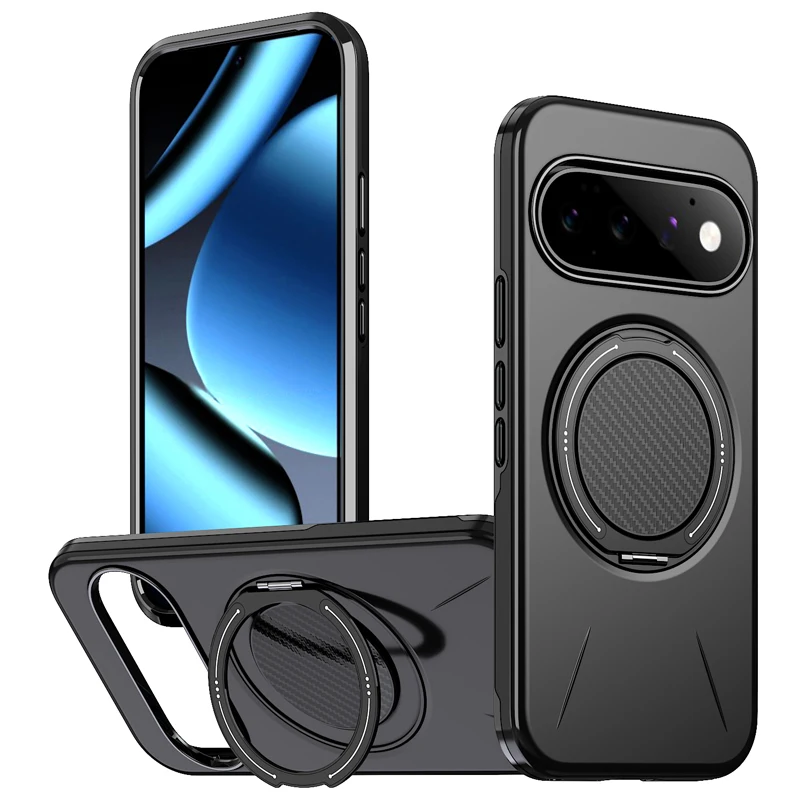 Enhance your phone's protection and style with the ELVEV Magnetic Shockproof Phone Case featuring a Rotating Ring Bracket.