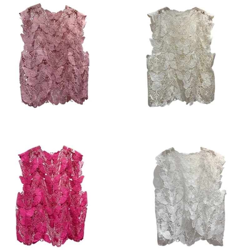 

Breathable and Comfortable Sleeveless Camisole Hollow out Butterfly Vest Crop Top Perfect for Any Event Daily Wear