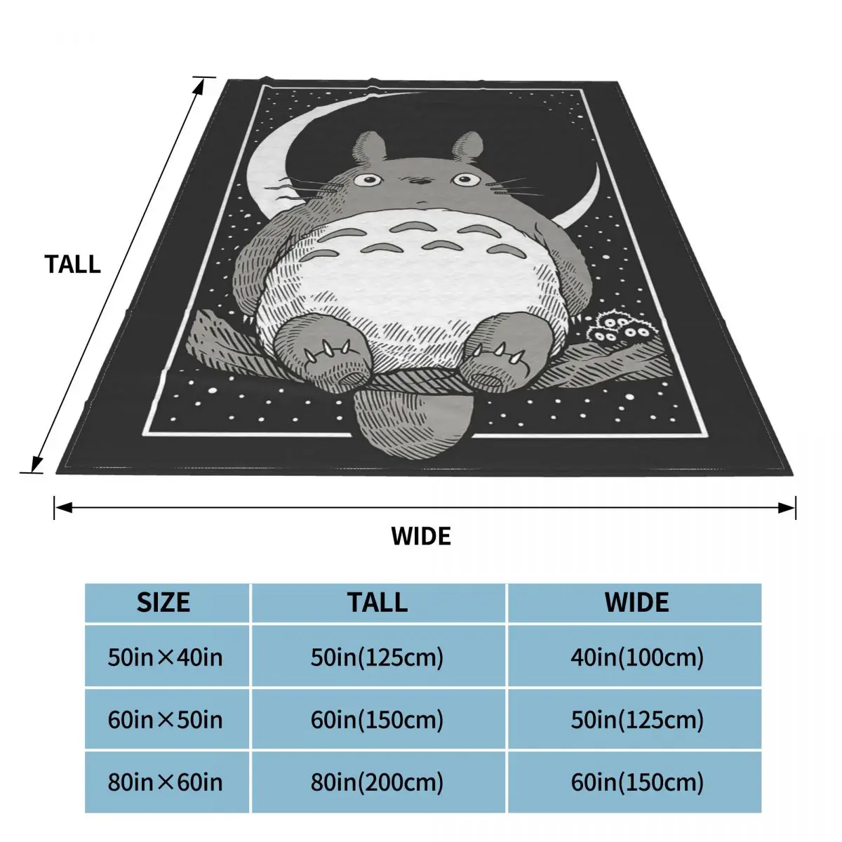 Anime My Neighbor Totoro Blanket Fleece Moon Vintage Mysterious Warm Throw Blanket for Bedroom Sofa Bed Rug