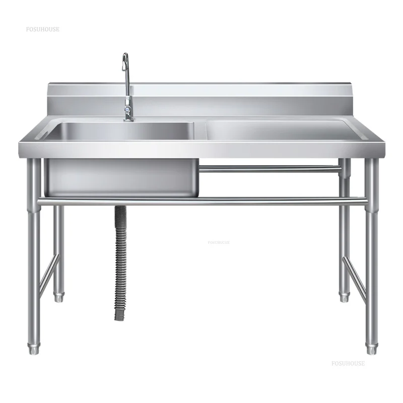 Outdoor Kitchen Sinks Commercial Stainless Steel Dishwashing Sink Hotel Canteen Floor-standing Vegetable Washbasin Washing Sinks