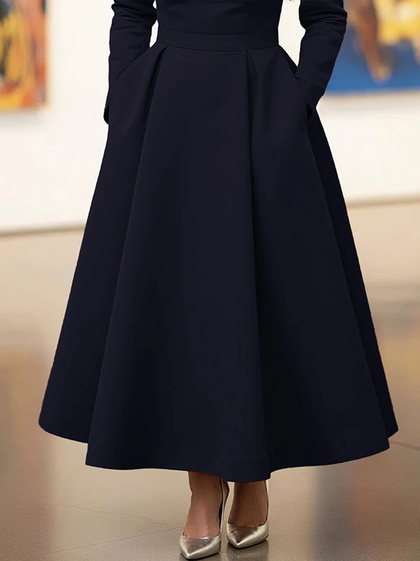 فستان متوسط الطول بياقة غير متماثلة باللون الأخضر...