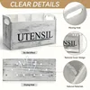 Rural wooden kitchen utensil rack -3-compartment countertop storage for silverware and cooking tools 4