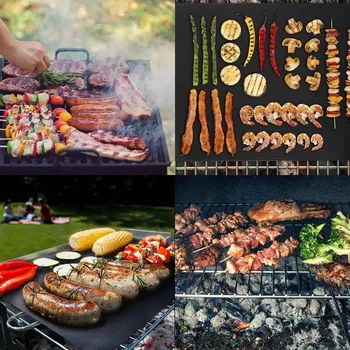 4Pcs Mats for Gas Grill Reusable BBQ Grill Mats Pad Oven Accessories Cooking Plate Outdoor Picnic Party Grilling Mat Tool 3