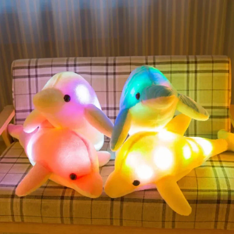 Plush Toy 32cm Cute Creative Luminous Dolphin Doll Glowing LED Light