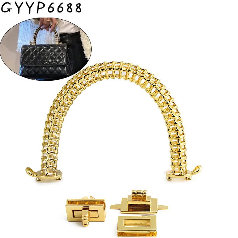 

1-2-10Sets K Gold Metal Locks Handles For Women Bags Shoulder Purse Frame Clasps Twist Lock Handbags Replacement DIY Accessories