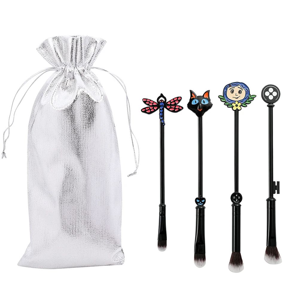 

4psc/set Coraline & the Secret Door Makeup Brush Laika Dragonfly Portable Soft Concealer Brush Foundation Cosmetic Brush