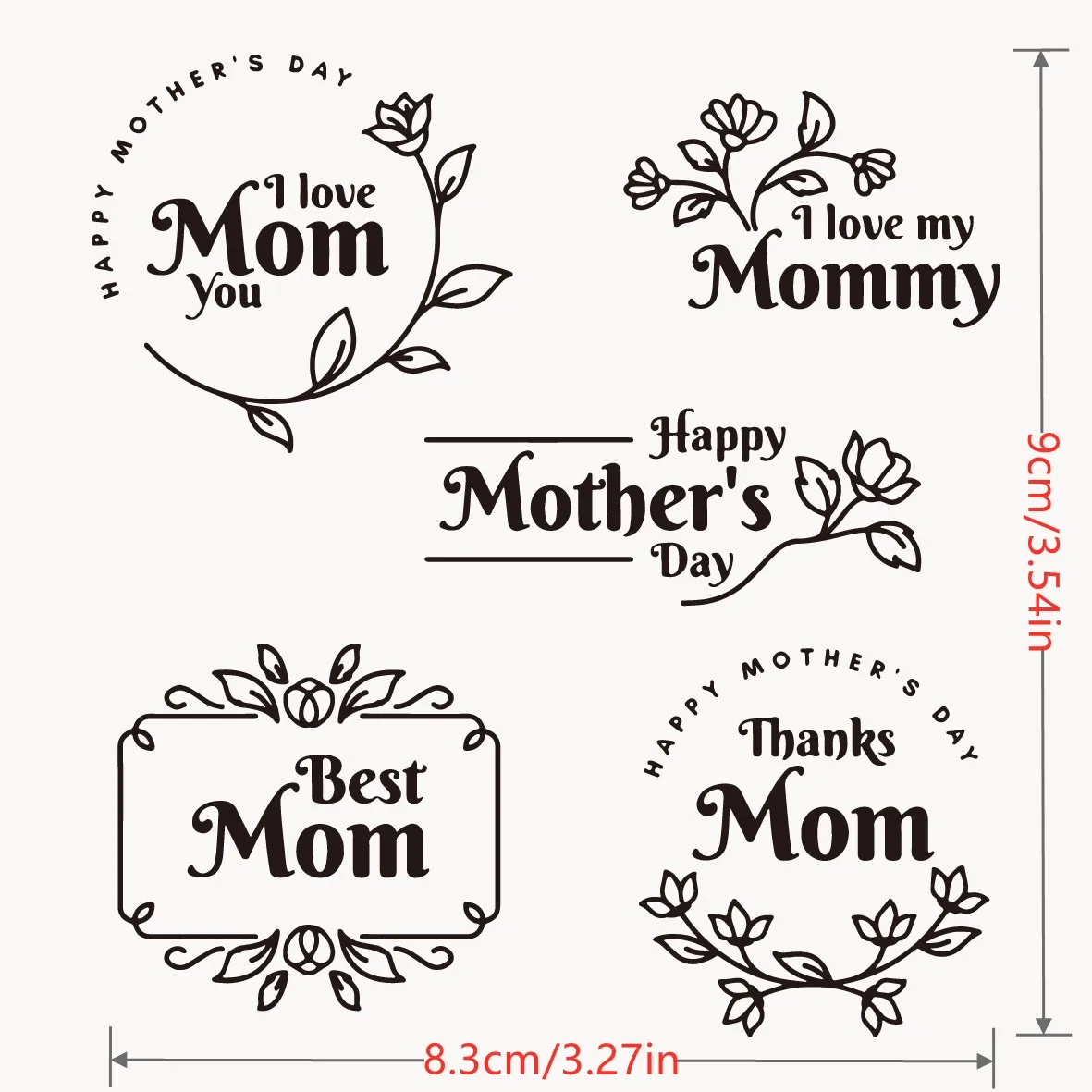 Transparent Clear stamp word Happy Mother's Day