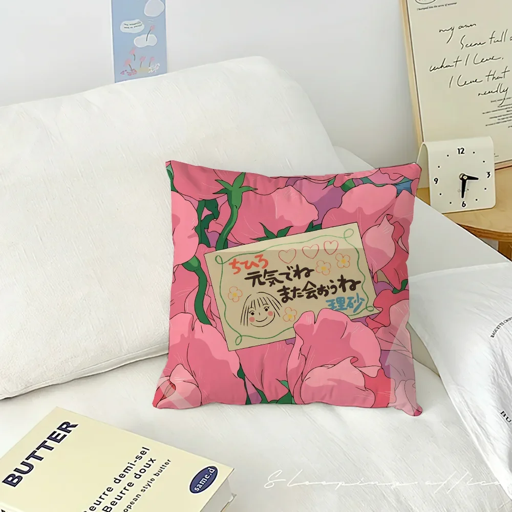 Anime cushion cover Sofa Living Room Bedroom Headboard Backrest Cushion Square Cushion S-Spirited A-Aways Nap Time Pillow Case