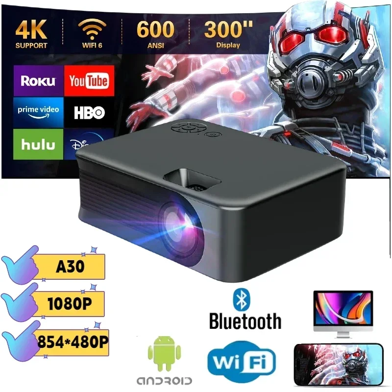 

New MINI Projector AUN A30C WIFI Portable Home Theater Cinema Beamer Smart TV Sync Android Phone LED Projectors for 4k Movie