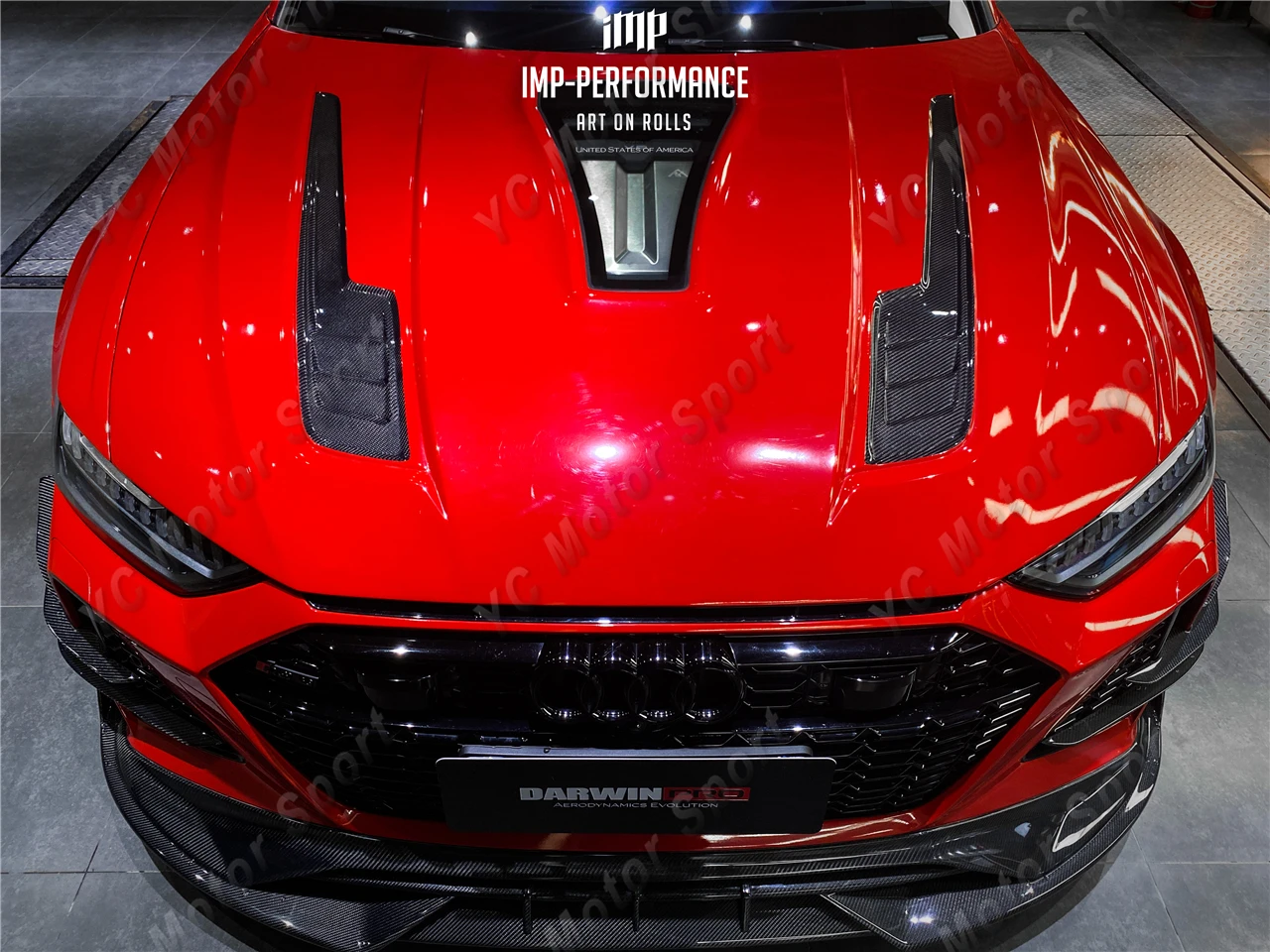 Accessori Per Auto Carbon & Fiber Glass Imp Performance Style C8 Rs6 Avant Hood W/ Glass Fit For 2021-2022 Audi Bonnet Engine Cover