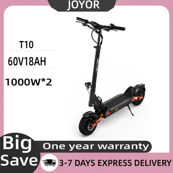 Monopattino Elettrico JOYOR T10 per Adulti, Doppio Motore da 1000W, Batteria 60V18AH, Pneumatici Fuoristrada da 10 Pollici, E-Scooter Pieghevole per Fuoristrada