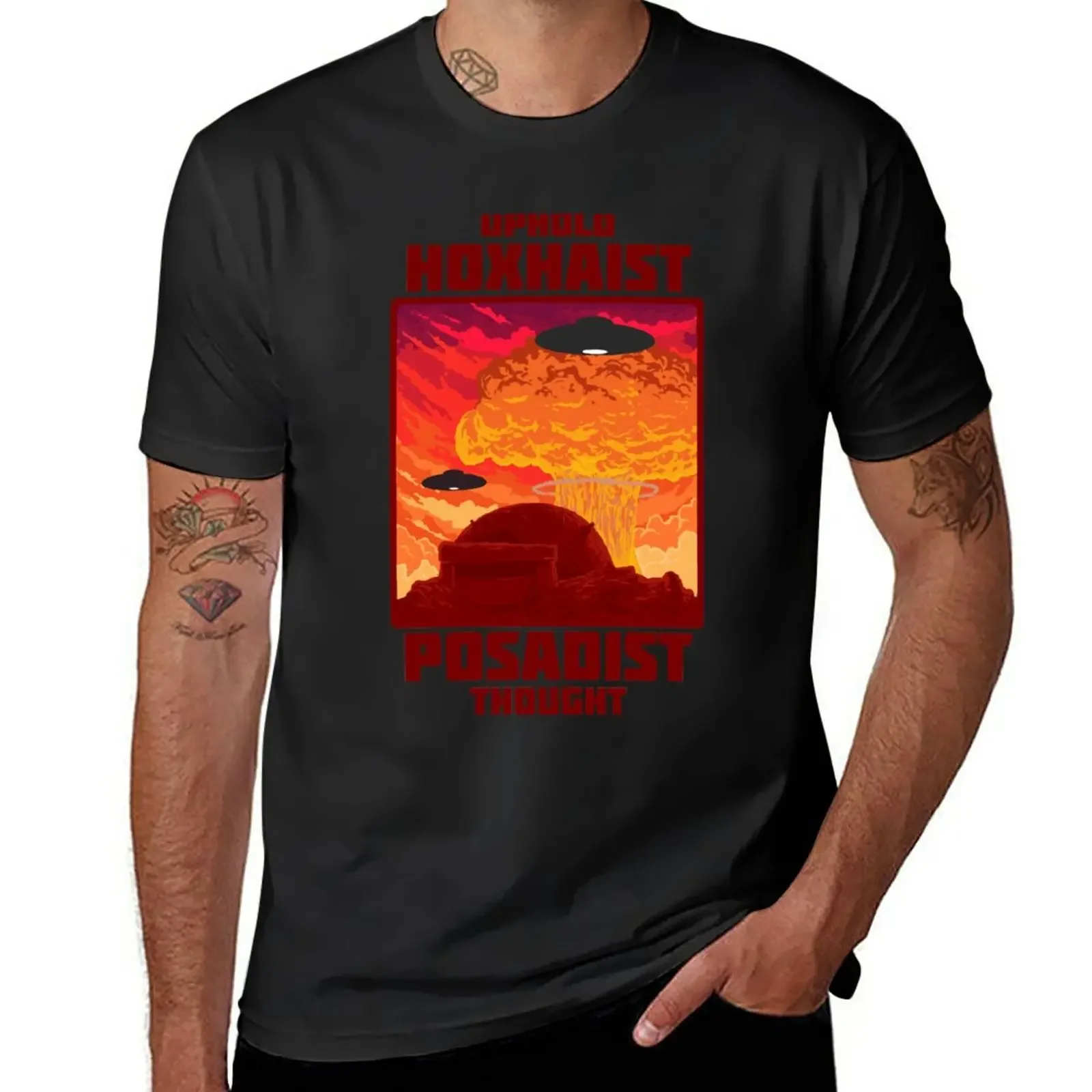 

Поддержка Hoxhaist-Posadist Thought'-футболки и т. Д. Футболка с индивидуальным дизайном вашей собственной футболки с коротким рукавом простые черные мужские футболки