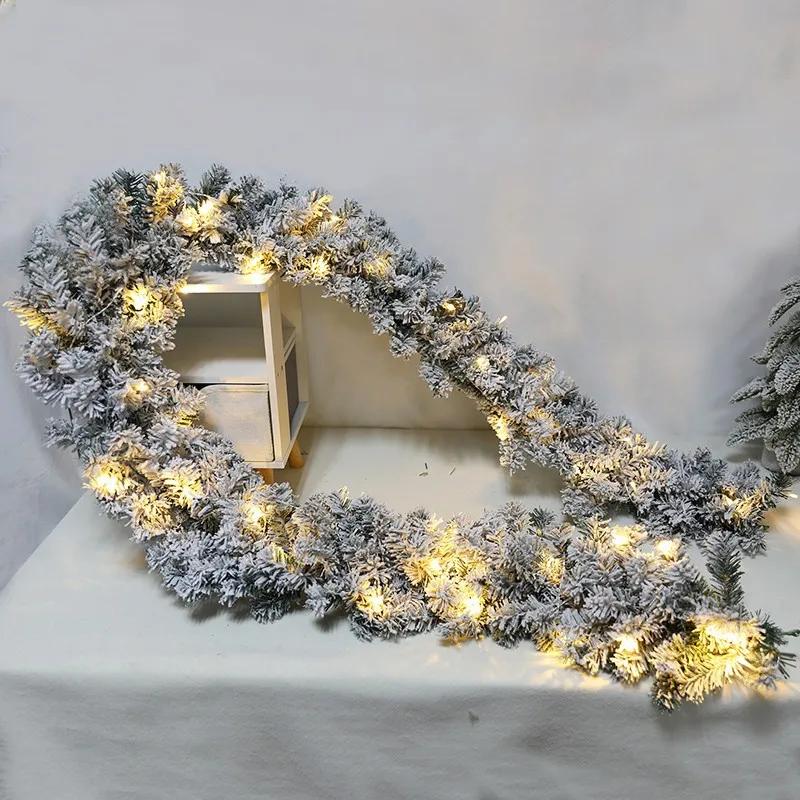 

2.7 Meter Snow Ridge Artificial Christmas Garland, Clear Dura-lit Incandescent Lights - Faux Snowy Christmas Garland Indoor