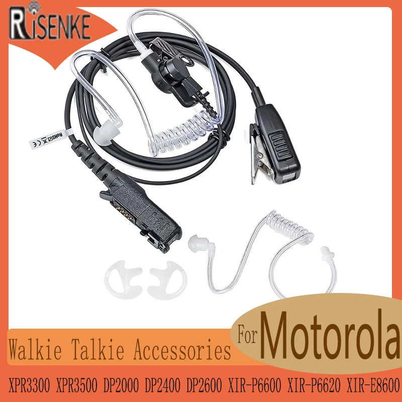 RISENKE Walkie Talkie Earpiece Headset with Mic for Motorola XPR3300,XPR3500,DP2000,DP2400,DP2600,XIR-P6600,XIR-P6620,XIR-E8600 headset earpiece for motorola xir p6600 p6620 xpr3300 xpr3500 mtp3250 dp2000 dep550 mtp3100 mtp3150 walkie talkie two way radio
