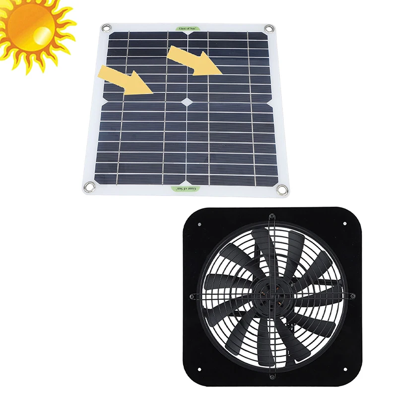Ejoyous Solarpanel Lüfter Kit, 100 W Wasserdichter Solarlüfter  Solarbetriebener Ventilator Runder Solarpanel Abluftventilator für  Gewächshäuser