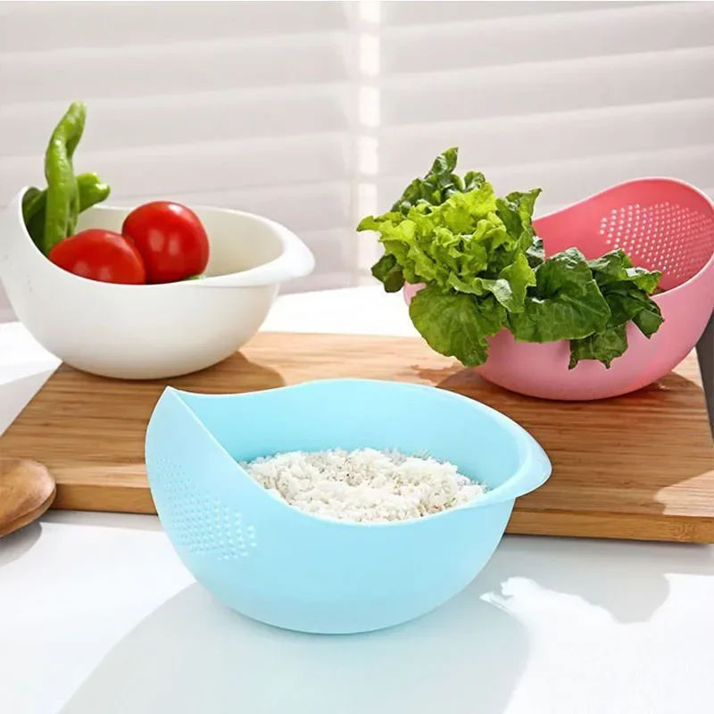 Rice Sieve Plastic Colander Kitchen Drain Basket with Handles Rice Bowl Strainer Strainer Basket Sink Drain Kitchen Tools