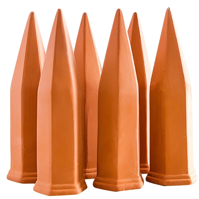 

6Pcs Ceramic Plant Waterer Of Terracotta Green Plant Water Seeker For Vacation For Indoor&Outdoor