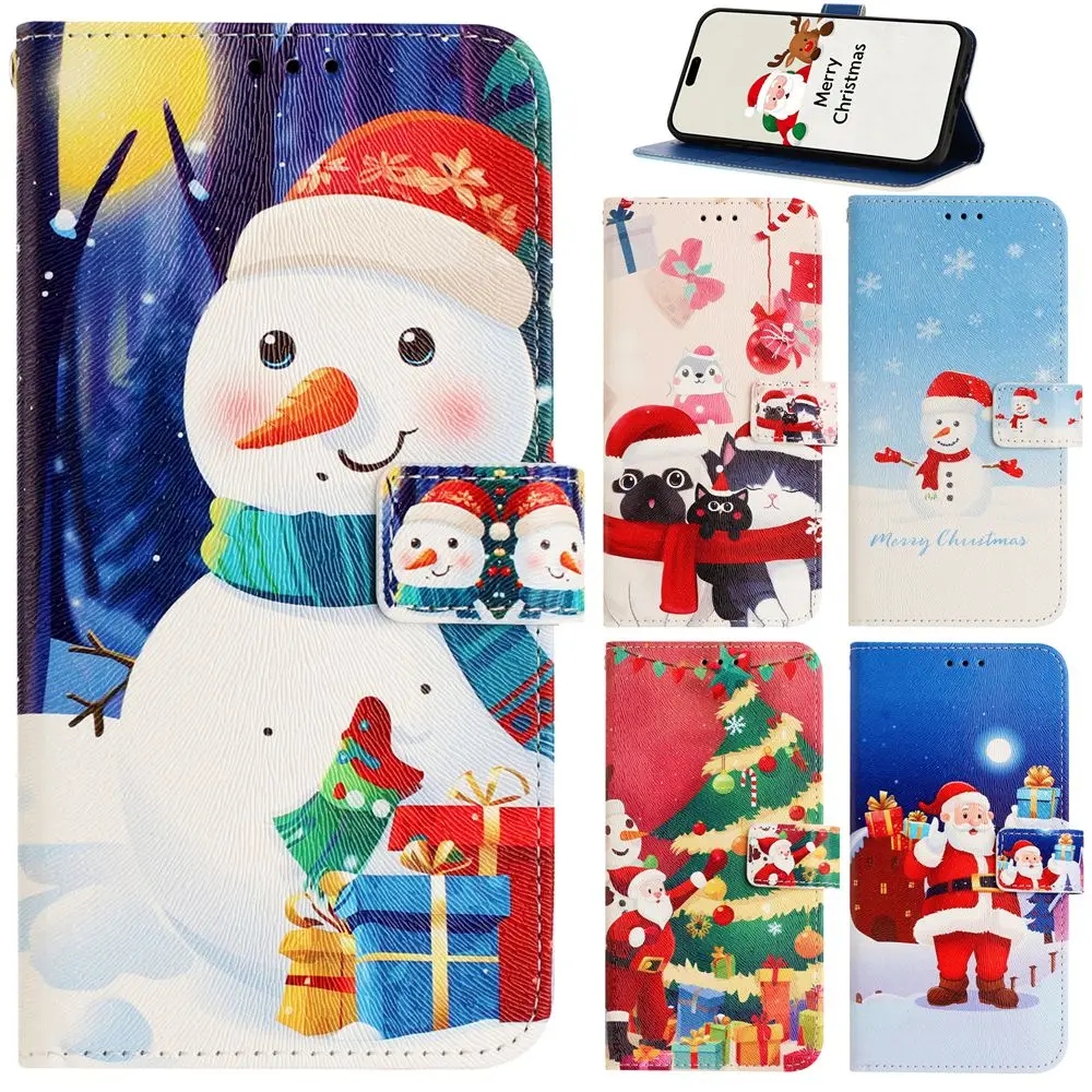 Elegant Christmas Flip Leather Phone Case – Festive Protection with Sleek Design