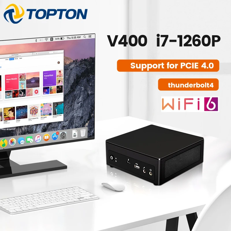 Topton V400 12Th Gen Mini Pc Gamer Intel I7 1260P Windows 11 Thunderbolt 4 2 * Ddr4 Pcie4.0 Computer Da Gioco 4X4K 8K Uhd Nuc Wifi6