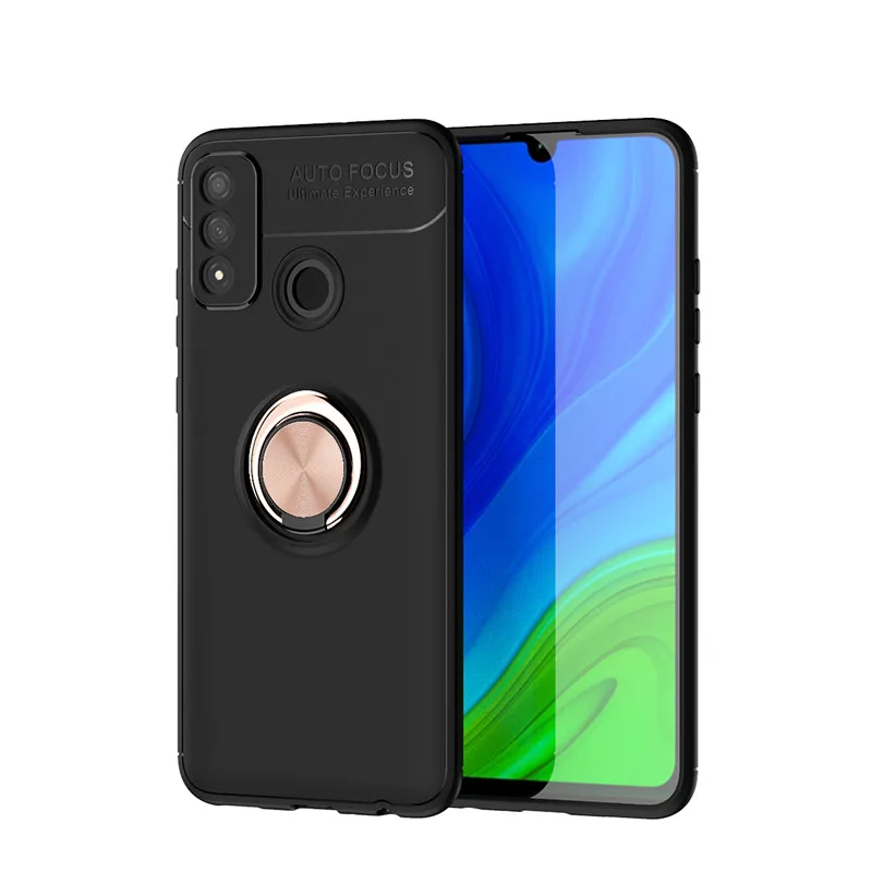

Huawei P Smart 2020 Case Metal Ring Holder Silicone Bumper TPU Shockproof Back Cover Phone Case For Huawei P Smart 2020
