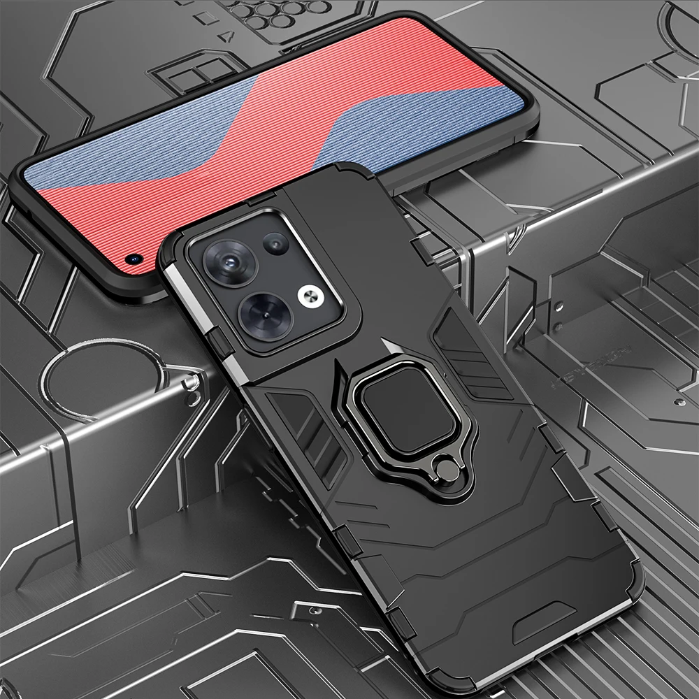 Shockproof Phone Case With Metal Ring Stand For Oppo Reno 8 Pro_voghion.com