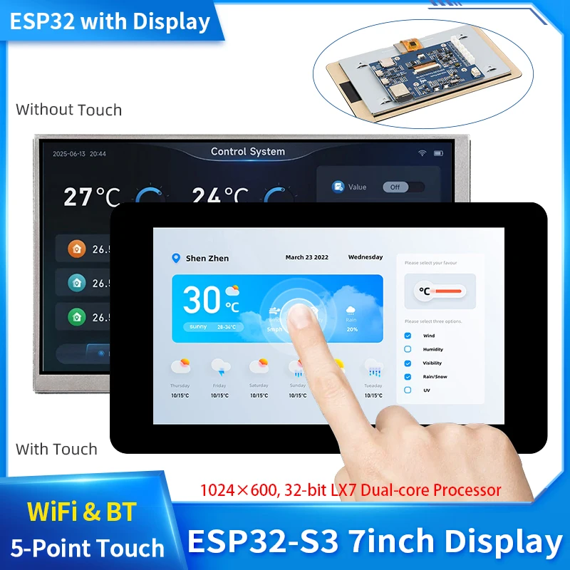 บอร์ดพัฒนา ESP32-S3 จอสัมผัส 7 นิ้ว สำหรับ HMI
