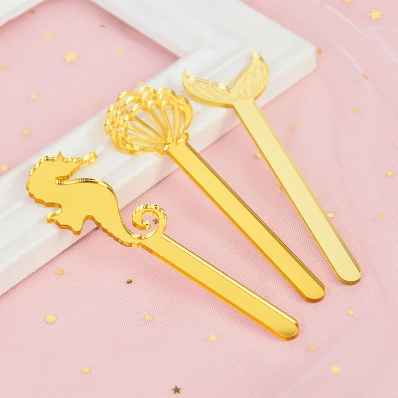 5Pcs Acrylic Ice Cream Sticks For Party Cake Decor