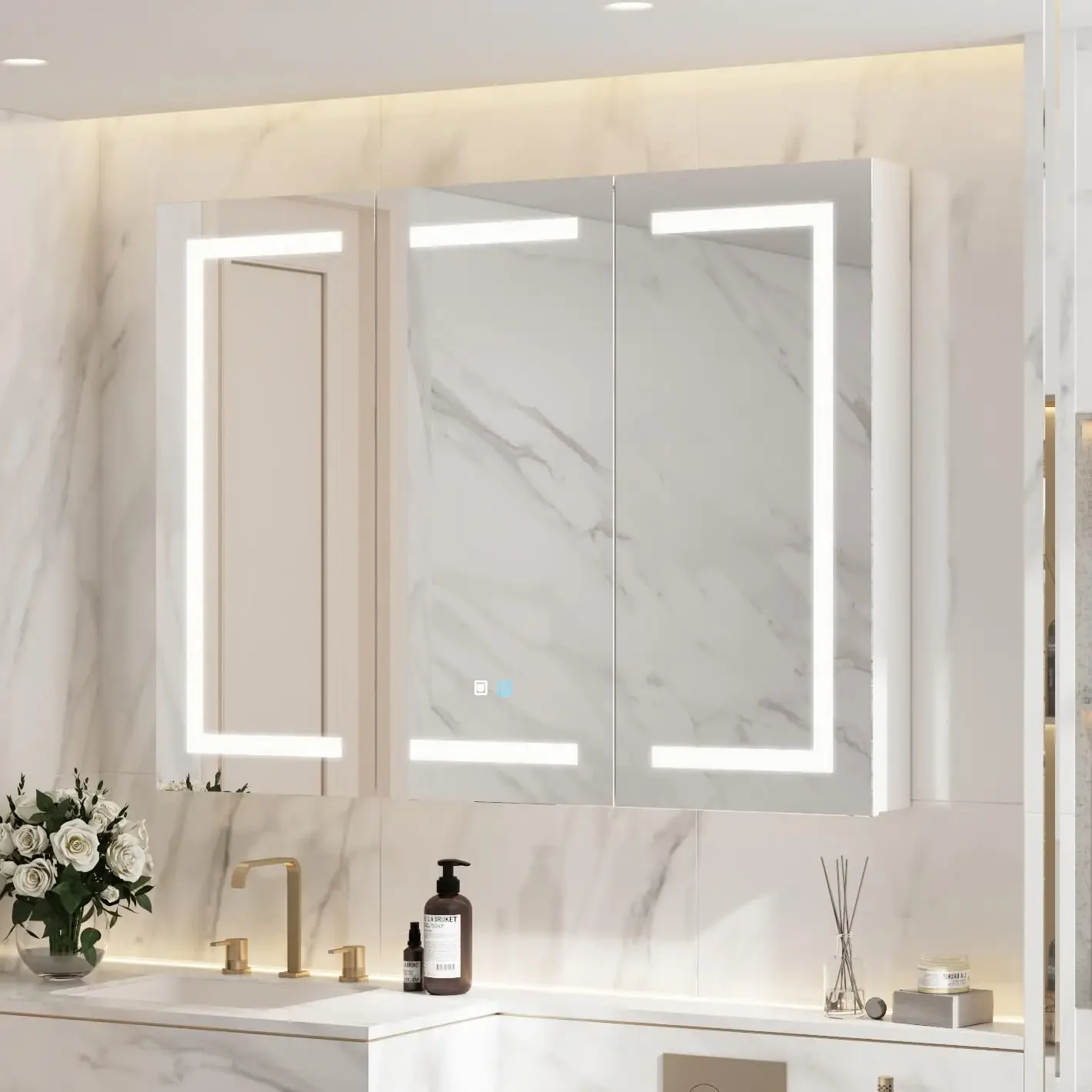 Bathroom Medicine Cabinet,47"Bathroom Mirrors for Over Sink with Storage,Large Wall Mounted Mirrored Medicine Cabinets