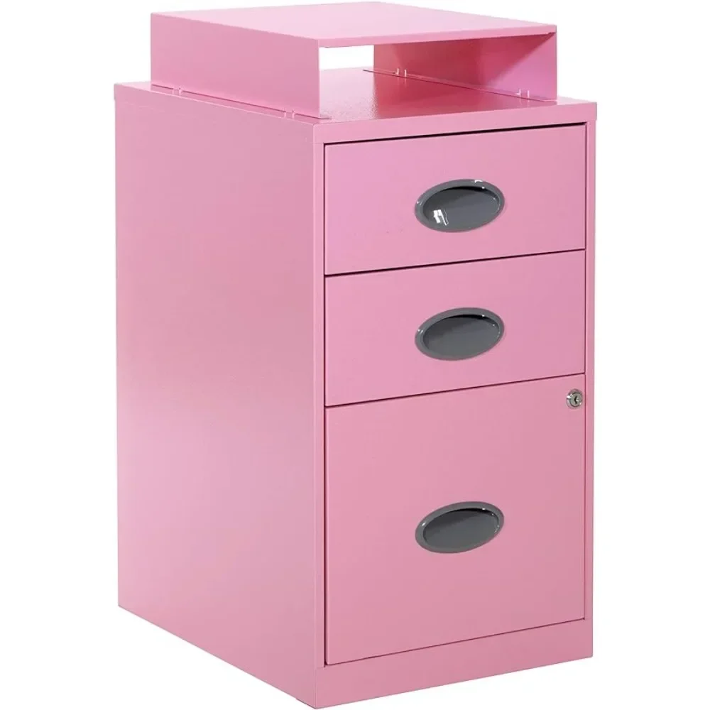 

3 Drawer Locking Metal File Cabinet With Top Shelf Filing Cabinets Pink Freight Free Storage Cabinet Furniture Office
