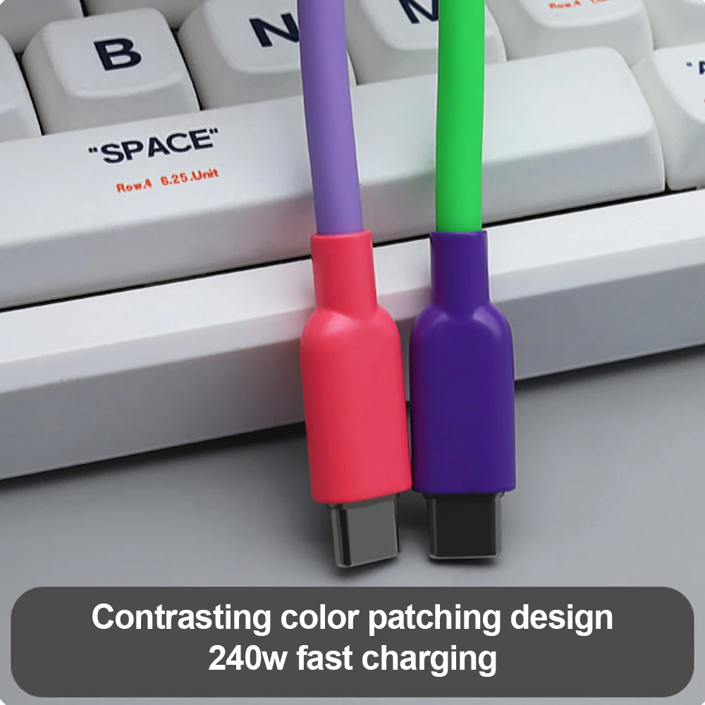 240W 액상 실리콘 USB C to Type C 고속 충전 케이블 타입 C 데이터 케이블 (아이폰 17, 16, 15 Pro Max, 맥북, 아이패드, 삼성 S26 호환)