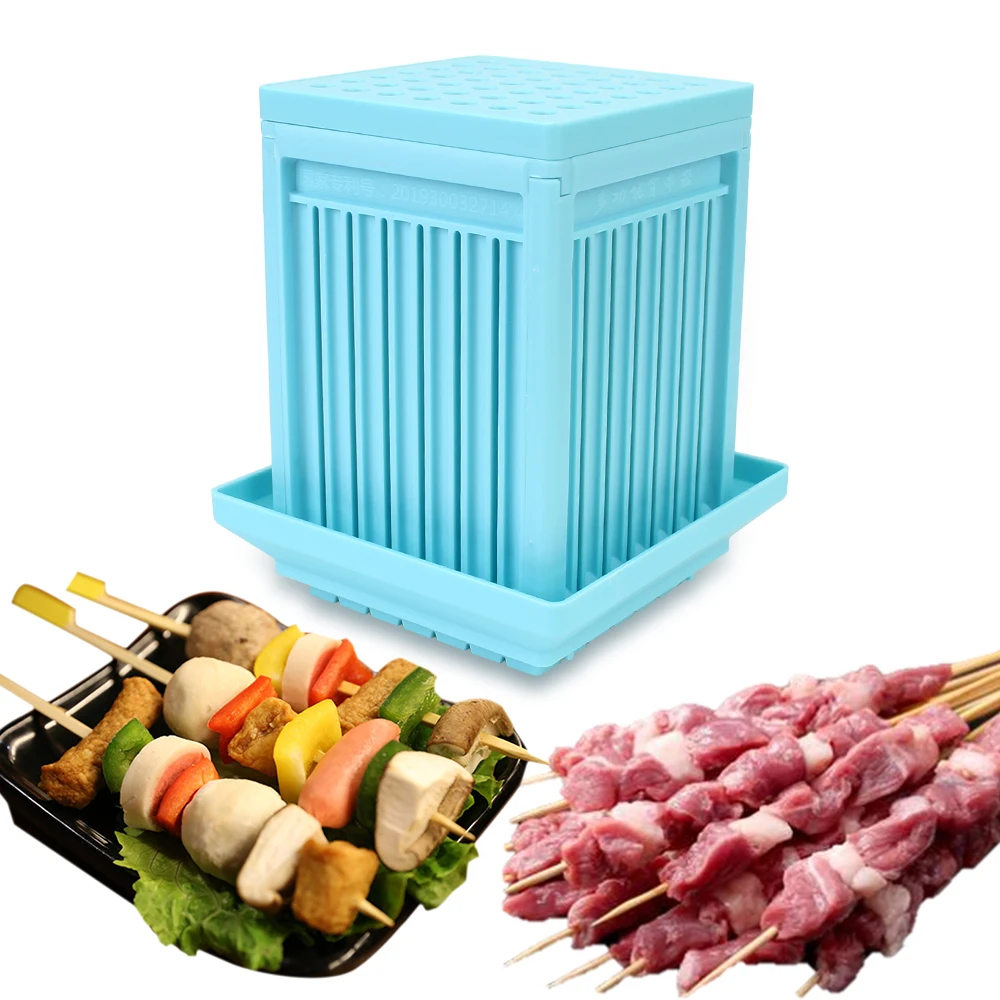 Vegetables Barbecue Accessories Kebab Maker Barbecue Stringer Box Machine 49 Holes Beef Pork Meat Skewer Tools barbecue skewers,kebab maker,bbq grilling accessories