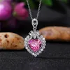 2022 New Arrival Luxury Pink Red Yellow Color Heart Necklaces for Women Anniversary Gift Jewelry