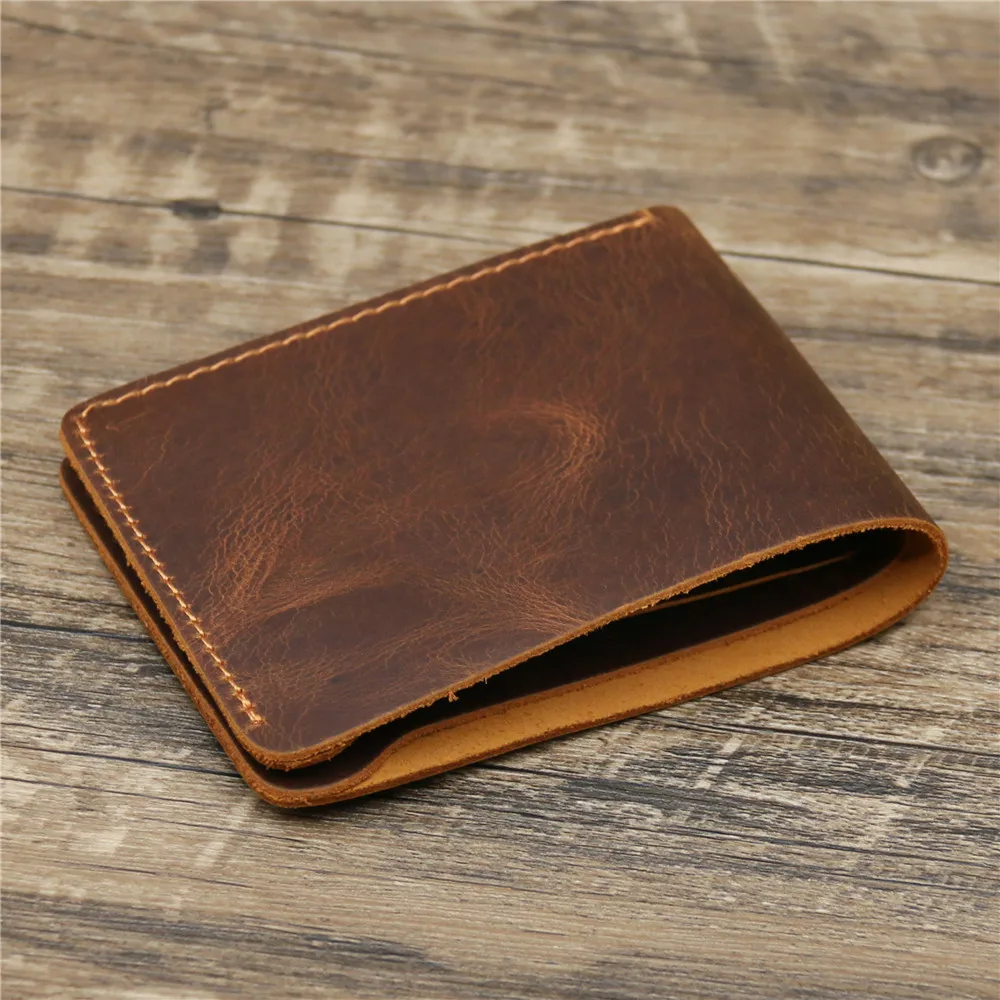 100% Leather Men's Wallet Bifold Retro Brown Wallet for Men Leather Genuine 3