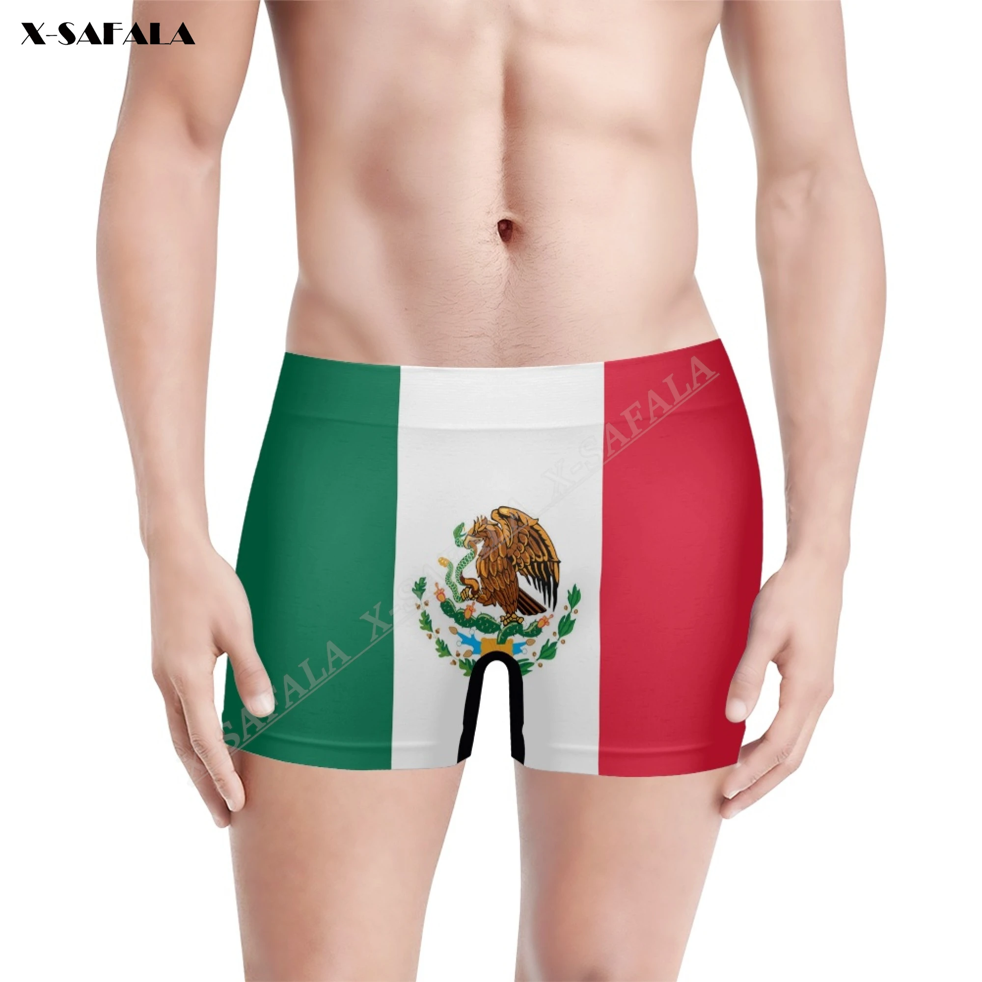 

Дышащее Мужское нижнее белье с 3D-принтом флага Мексики, бесшовные шорты, высокоэластичные пляжные плавки