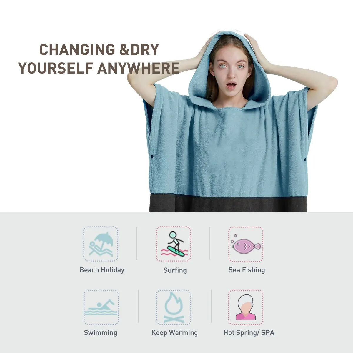 beach towel surf poncho quick-dry towel hoodie microfiber beach robe changing swim for adults