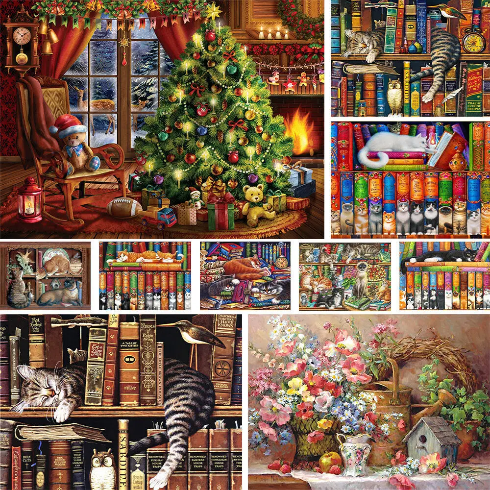 Cnristmas Animal Cat Printed Cross-Stitch Kit Embroidery DMC Threads Sewing Craft Handiwork Painting Jewelry Needle Promotions