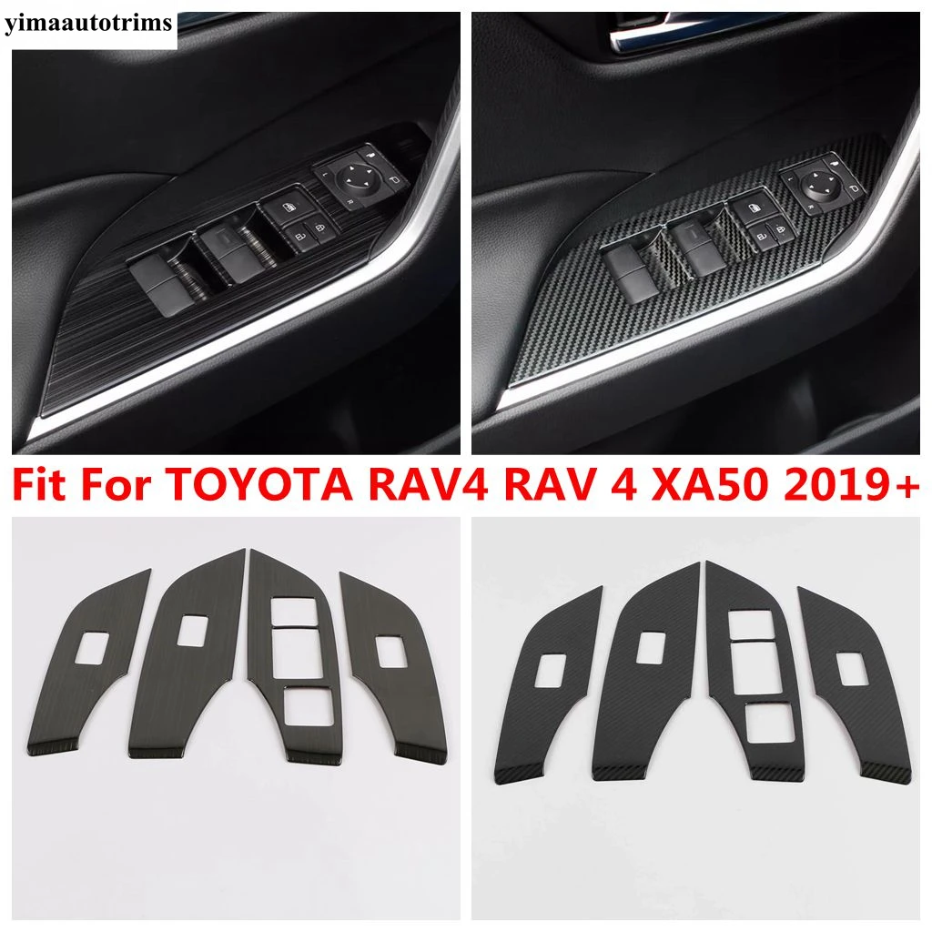 

For TOYOTA RAV4 RAV 4 XA50 2019 - 2023 Car Door Armrest Window Glass Lift Switch Panel Trim Cover Stainless Steel Accessories