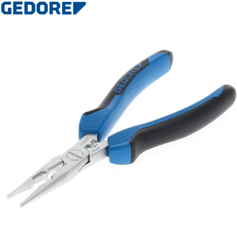 

GEDORE 8133-200 JC Strong Needle-nose Pliers 2-Component Handle Induction-hardened Precision Cutting Edges Hardness 62 - 64 HRC