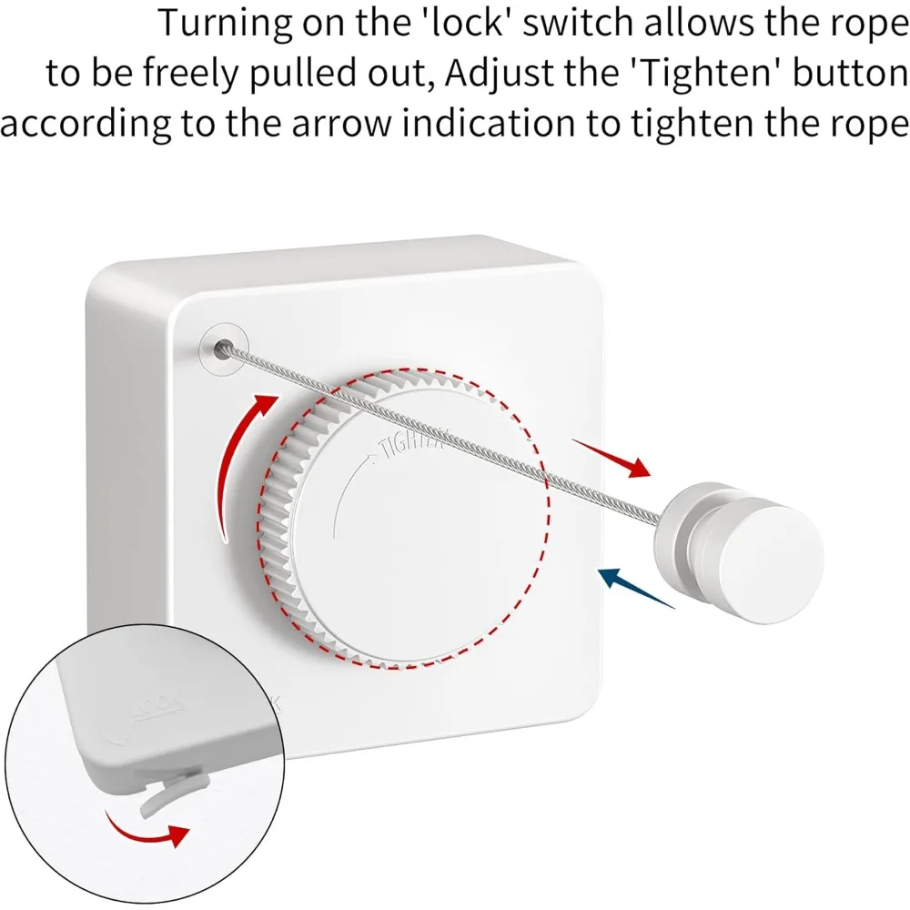 Retractable Clothesline Heavy Duty Clothes Drying Laundry Line Wall Mounted Easy Hanging Clothes Drying Laundry Line Retracting