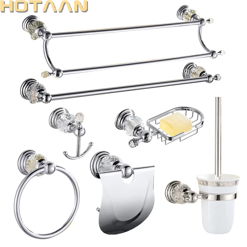 Bathroom Hardware Accessories Bathroom Hardware Set Crystal Silver Bathroom Accessories Set Chrome Polished Brass Bath Hardware Set Wall Mounted Bathroom Products banheiro