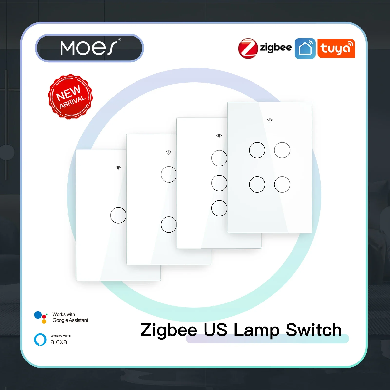 MOES Interruptor inteligente táctil de pared WiFi de 2.4 GHz, requiere  cable neutro, multicontrol de 3 vías, interruptor de luz de panel de vidrio