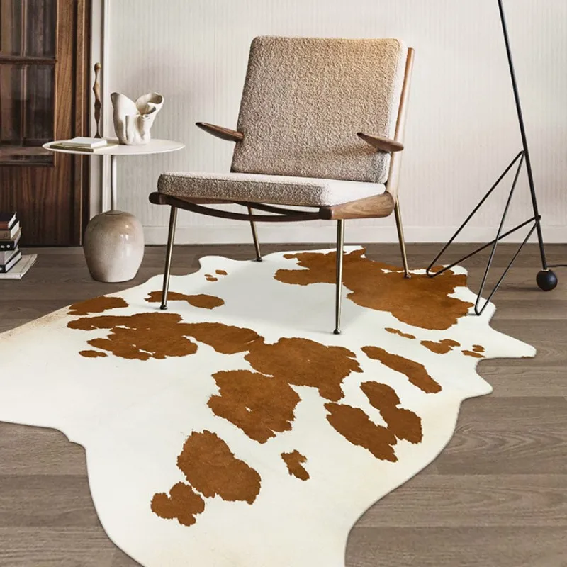 Irregular Faux Cowhide Carpets for Living Room Light Luxury Lounge Rug Thicker Bedroom Decor Anti-slip Mat Home Plush Carpet 2