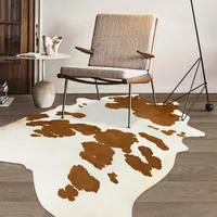 Irregular Faux Cowhide Carpets for Living Room Light Luxury Lounge Rug Thicker Bedroom Decor Anti-slip Mat Home Plush Carpet 2