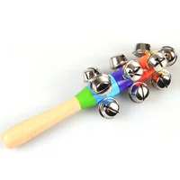 Colorful Rainbow Hand Held Bell Stick Wooden Discussion Musical Toy for Adult KTV Party Kids Game Gift 2