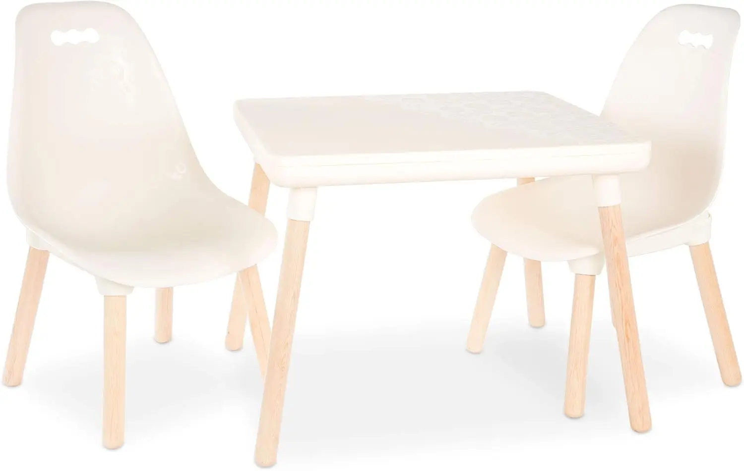Children Tables Table and Chair Set- Furniture For Toddlers- 1 Craft Table & 2 Chairs- Natural Wooden Legs- Ivory- 3 years +