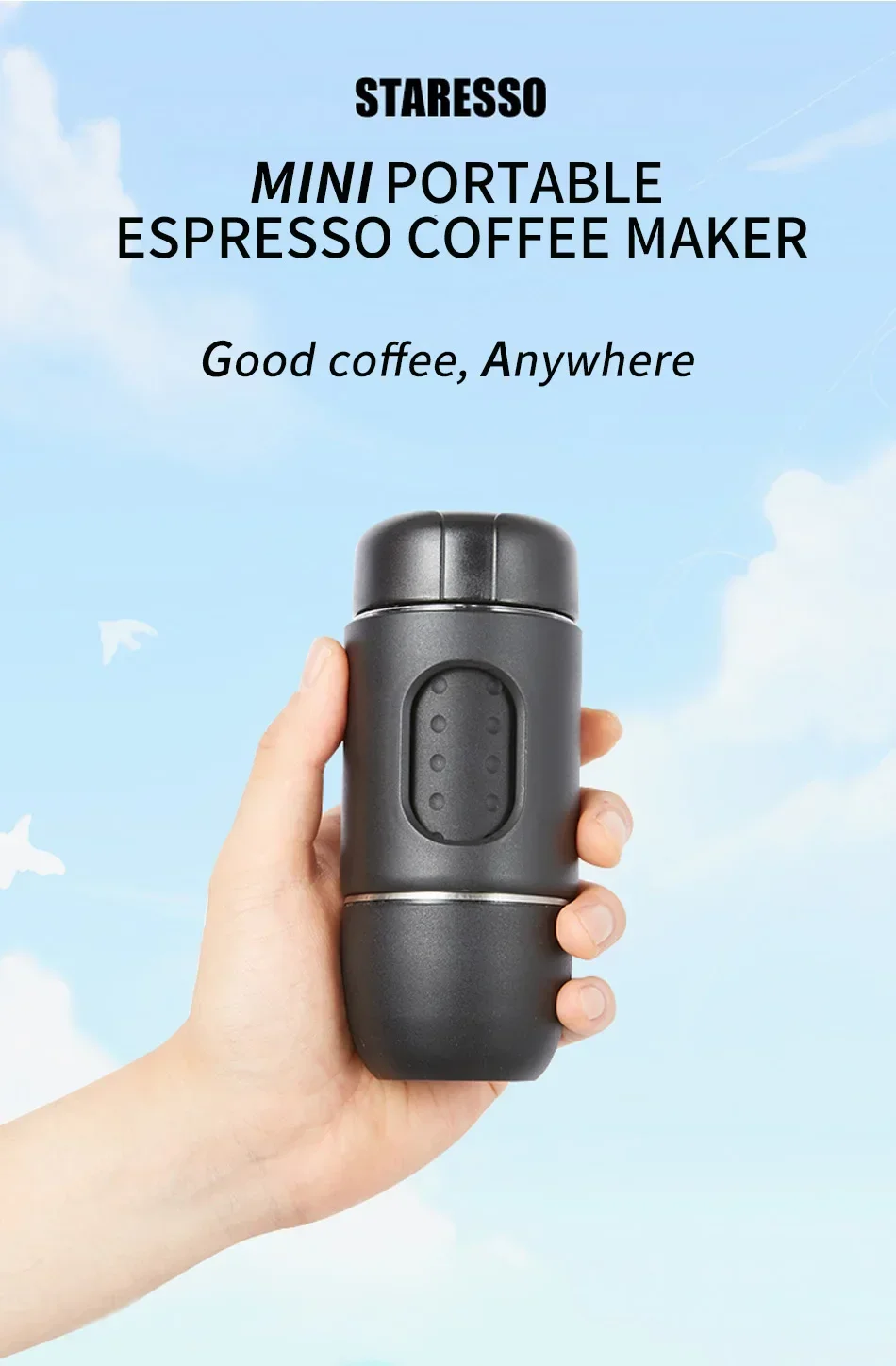 Description Picture 2 of itemSTARESSO SP200 MINI Multifunctional Coffee Machine Manual Coffee Machine Manual Capsule/Coffee Powder Portable Outdoor