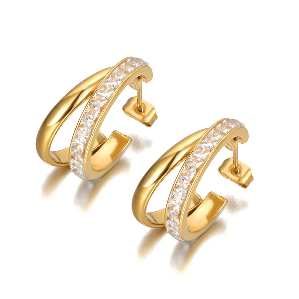JeeMango Trendy quadratischer Kristall-Zirkonia-Creolen-Ohrring für Damen, Edelstahl, modisch, glänzend, CZ-Ohrschmuck, Geburtstagsgeschenk, E26066 – Detail 11