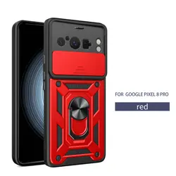 Magnetic Back Case with Armor Camera Slide Ring Cover - Pixel 10 (Red)