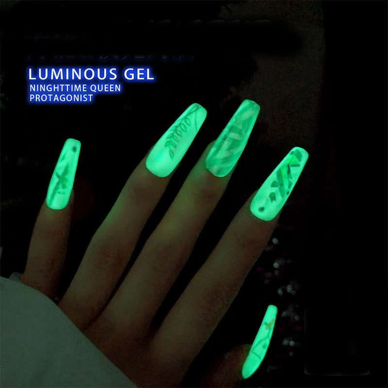 10ml Glow in the Dark Luminous Top Coat Soak Off UV Gel Nail Polish No Wipe Base Gel Manicure Nail Art Varnish 3