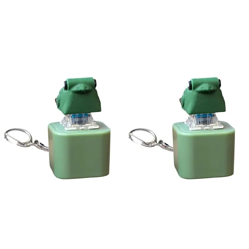 2X 개구리 울음소리 피젯 키체인 조명 포함 충전식 스트레스 해소 불안 감각 사..